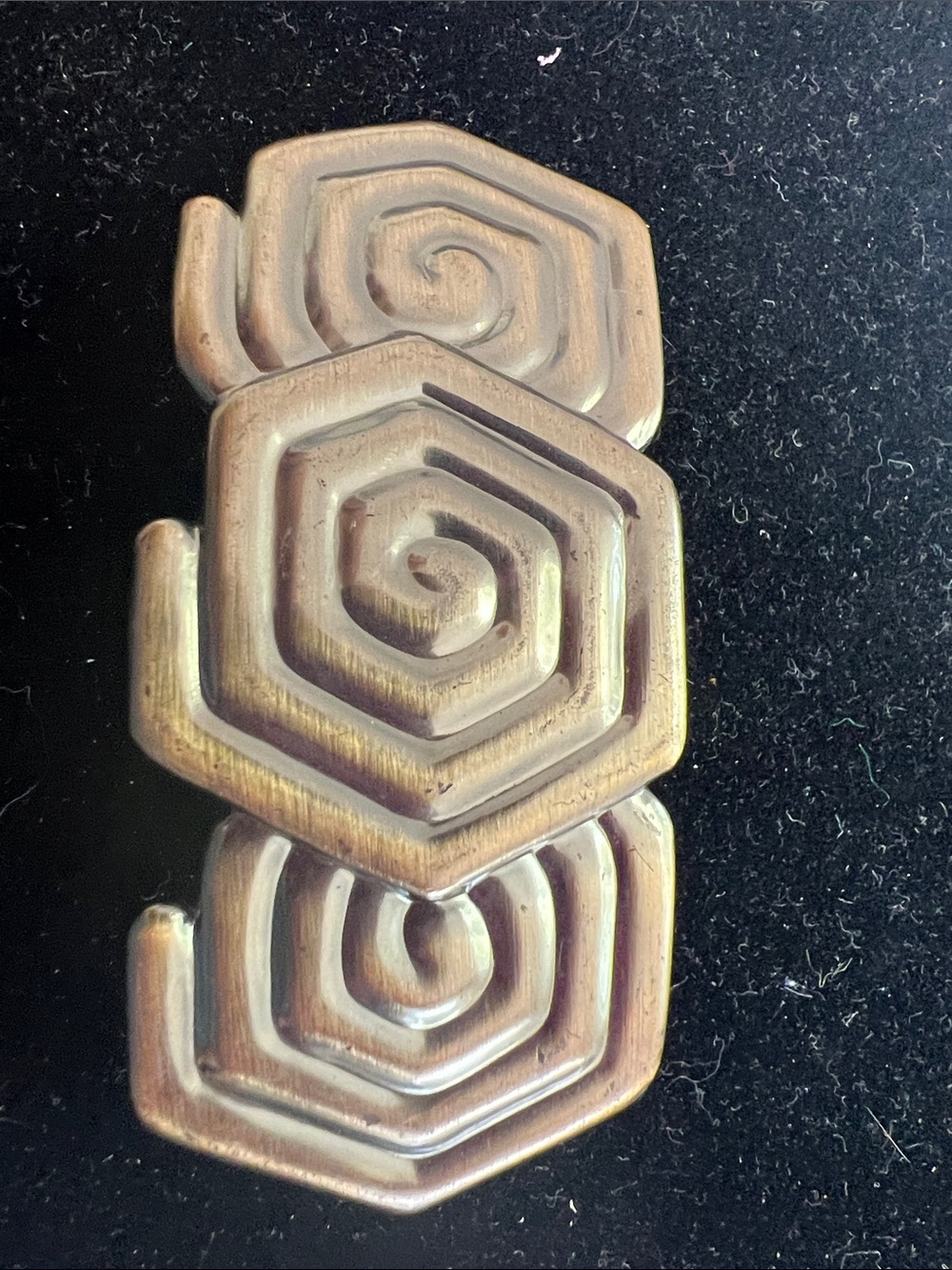 Geometric Hexagon Spiral Brass hair Clip Metallic Gold Tone